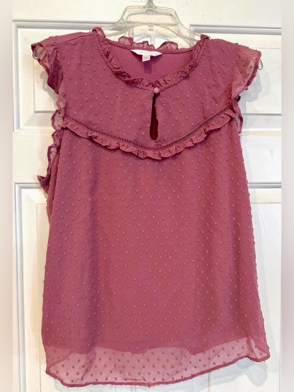 Lauren Conrad Blouse | Size XXL Swiss Dot Ruffles - Picture 2 of 6